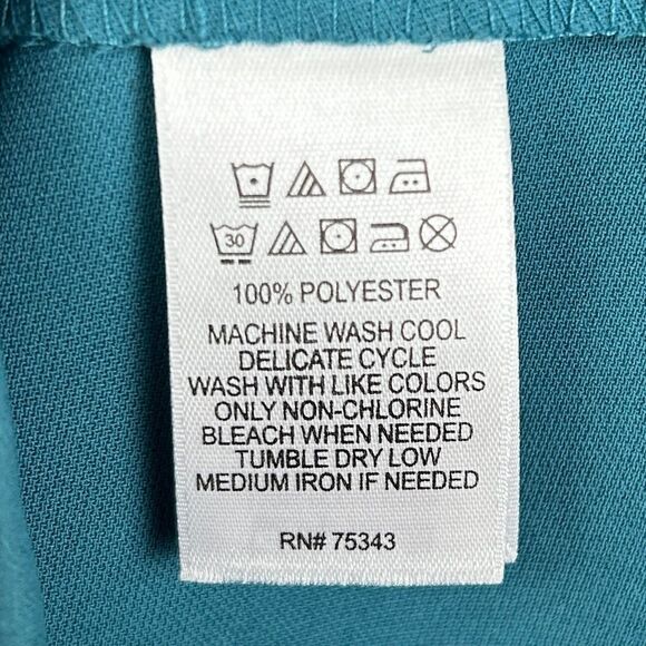 Adrienne Vittadini Flutter Short Sleeve Shift Dress Teal Blue Green Knee Lnth 2 - Picture 10 of 10